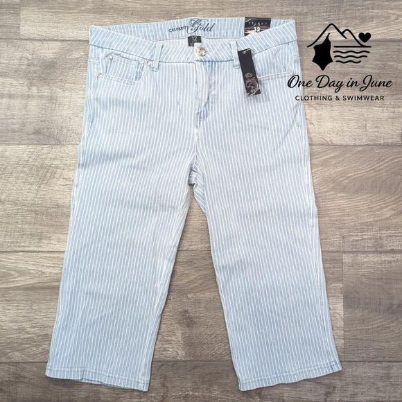 Celebrity Gold Skinny Capri Jeans Size 12 - Picture 1 of 6